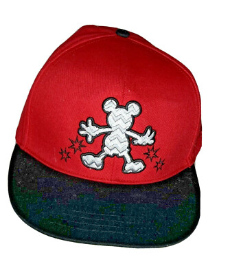 Embroidered Red Black Chevron Snap back Hat Cap Disney World 1928 Mickey Mouse -image