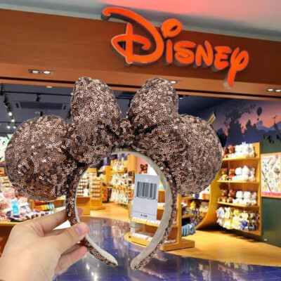 Disney’Parks Brown Minnie Mouse Sequins Ears Mickey limited Ribbon Headband Ears-image