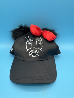 Disney Parks Black sparkle Minnie Mouse cap Hat with Red Bow Custom Name “Ava”-image