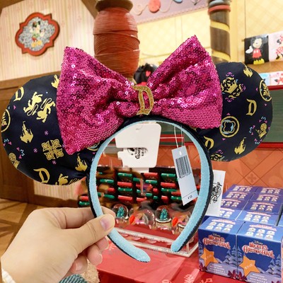 DisneyParks Castle Gold Sleeping Beauty Ears Sequin Bow Headband US 2022-image