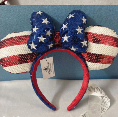 Stars Stripes Americana Disney- Minnie Ears Flag Patriotic 4th July Headband-image