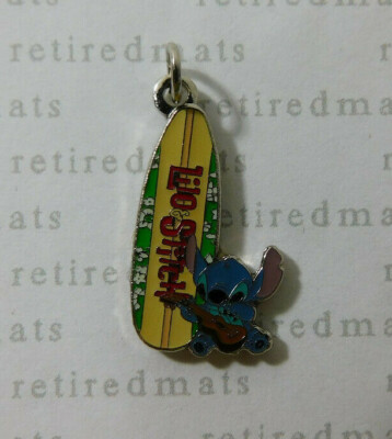 2002 Disney World Lilo & STITCH PLAYING UKULELE & SURFBOARD Metal Bracelet Charm-image