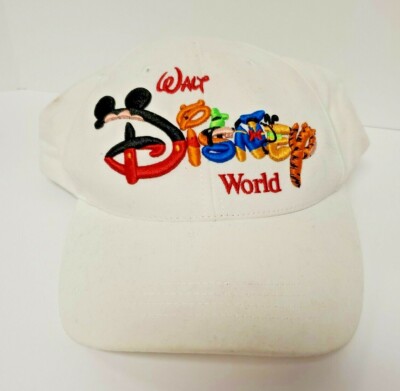 Vintage Walt Disney World Hat White Adjustable Disney Embroidered Snapback Cap-image