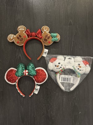 3 Christmas Disney World Ears - Parks Peppermint Gingerbread & plush snowman-image