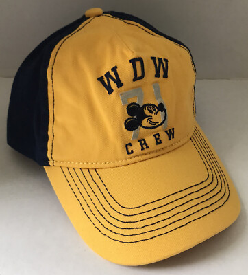 Disney Mickey WDW Walt Disney World Crew Adult Baseball Hat Yellow Blue Cap NWT-image