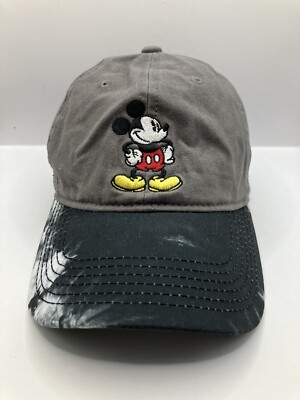 Walt Disney Mickey Mouse Black Strapback Dad Hat Tie Dye Bill Disney World OSFM-image