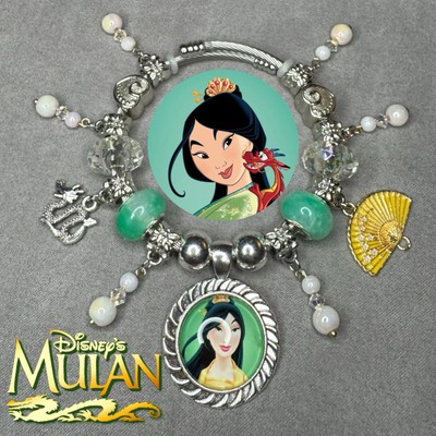 MULAN Silver Handmade Cabochon Bangle Charm Bracelet/Jewelry Princess Gift ✨ NEW-image