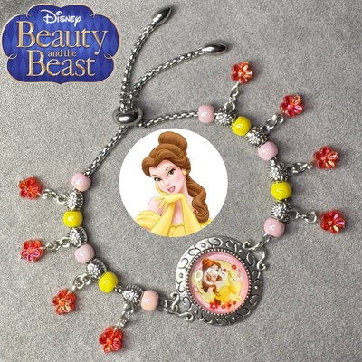BELLE Beauty & Beast Handmade Silver Slider Cabochon Charm Bracelet/Jewelry ✨NEW-image