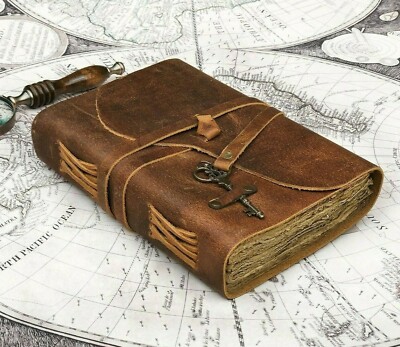 Rustic Leather Journal Notebook Handmade Deckle Edge Paper Leather Bound Books -image
