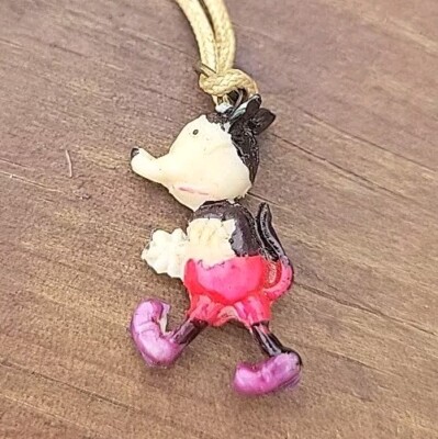 Vintage Celluloid Mickey Mouse Necklace Pendant 1920's Antique Disney Jewelry -image