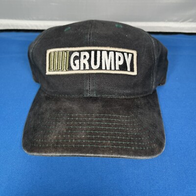 Vintage Grumpy Walt Disney World Black Hat SnapBack Snow White Seven Dwarves-image
