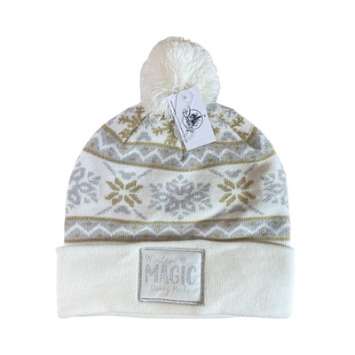 Disney Parks Winter Magic Silver And Gold Snowflakes Adult Ivory Beanie-image