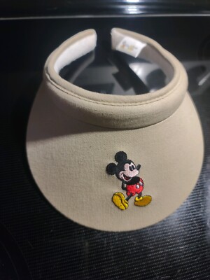 DISNEY PARKS Mickey Mouse Beige Tan Cotton Visor Cap Golf Sun Walt Disney World-image