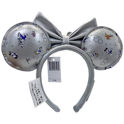 Mickey Mouse And Donald Duck Pattern Mickey Mouse Ears Grey Headband-image
