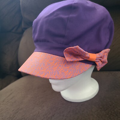 Purple Disney Parks Exclusive Youth Hat - Newsboy Cap - Mickey Hat Orange Bow-image
