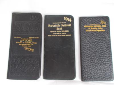Lot 3 DAILY JOURNALS 1906-1914 BANK Give aways PUEBLO CO LEATHER small antique-image