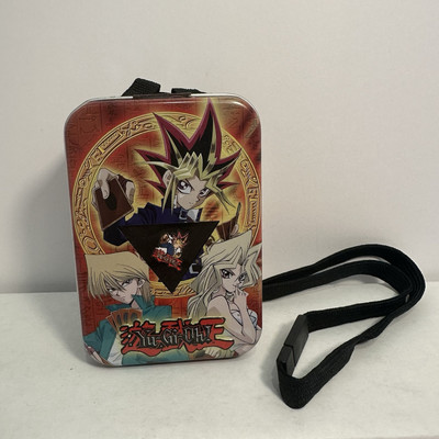 2003 PSG Yugioh Vintage Collectors Yugi Pin & Metal Mini Tin Neck Strap Deck Box-image