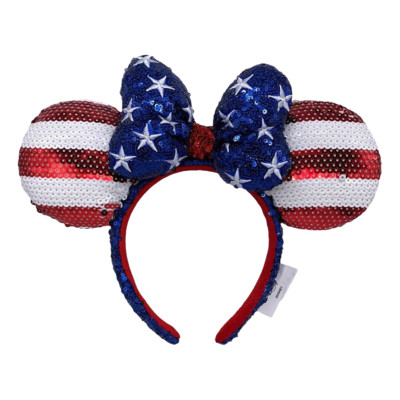 Disney Parks American Flag Stars Stripes Mickey Minnie Bow Ears Headband NEW-image