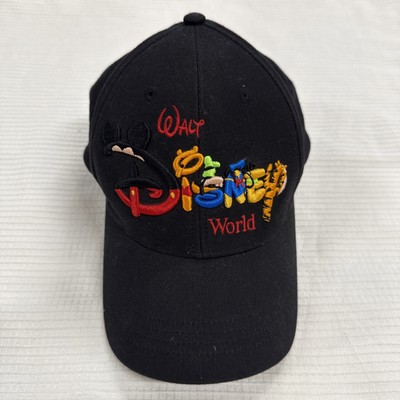 Vintage Walt Disney World Black Baseball Hat Embroidered Character SnapBack Cap-image