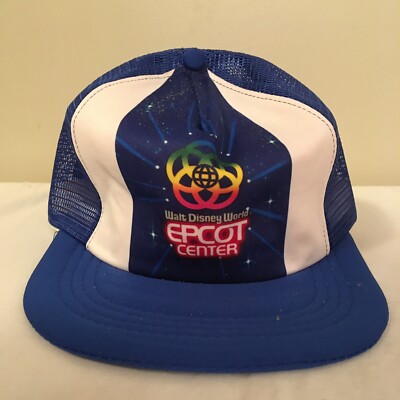 Vtg 1980s Walt Disney World Epcot Center Snapback Hat Cap Trucker Mesh Blue FS!-image