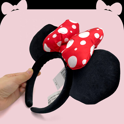 Disney‘Parks Minnie Mouse Plush Ears Headband Classic Red & White Polka dot Bow-image