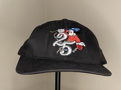 VINTAGE Walt Disney World 25th Anniversary Embroidered Snapback Hat Black-image