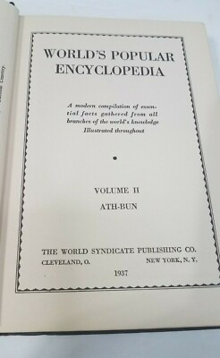 World's Popular Encyclopedia, Volume II  1937 Ath-Bun World Syndicate Publishing-image