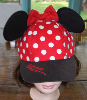 Disney Minnie Mouse Polka Dot Red Cap Bow & Ears Adjustable Snapback Hat Kids-image