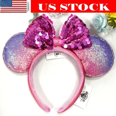 Disney Parks Shanghai 5th Anniversary Sequins Minnie Mouse Ear Headband US-image