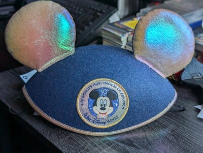 NEW Disney Mickey Ears Hat - Walt Disney World 50th Anniversary Blue Gold NWT-image