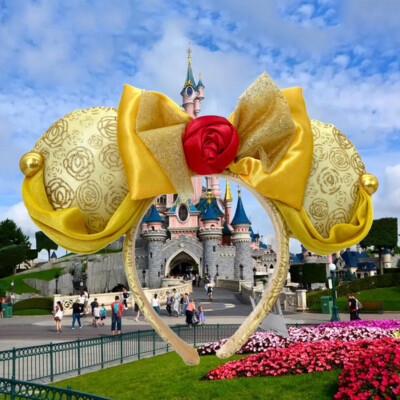 Disney, Parks Ears Belle Minnie Mouse Ears Mickey Bow Beauty&the Beast Headband-image