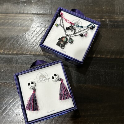 Disney Parks NIGHTMARE BEFORE CHRISTMAS Jack Necklace And Earrings New-image