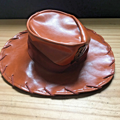 Walt Disney World Disneyland Resort Woody Logo Brown Faux Leather Cowboy Hat Cap-image