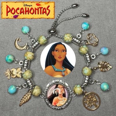 POCAHONTAS Handmade Adjustable Silver Slider Charm Bracelet/Jewelry Gift ✨ NEW-image