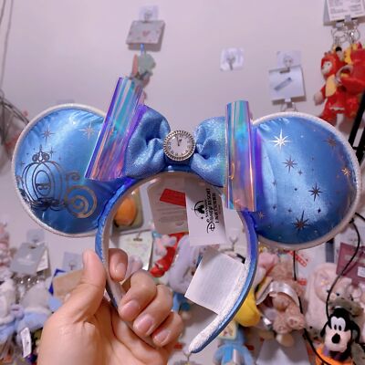 Disney Parks 2024 Cinderella Minnie Mouse Blue Ears Headband Disneyland NWT US-image