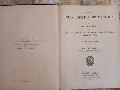 encyclopedia britannica Volume XXVIII VETCH to ZYMOTIC (1911)-image
