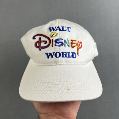 Vintage Walt Disney World Hat Adult White Rainbow Snapback Canvas Goofy’s Hat Co-image