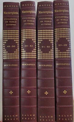 Masterplots Cyclopedia of World Authors Leather bound Magill 4 Books-image
