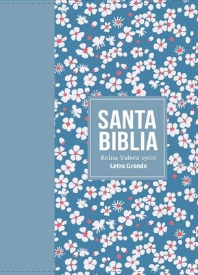 Reina Valera 19 Biblia Rvr 1960 Compacta Símil Piel Flores Azul  (Leather Bound)-image