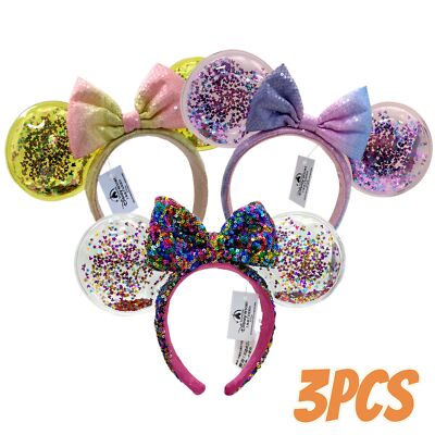 Disney~Park Confetti Star Puple Bow+Colorful Bow+Pink Yellow Bow Minnie Headband-image