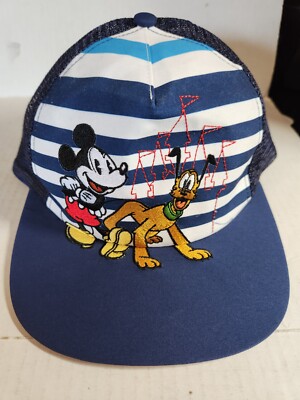 Disney Walt Disney World Mickey Mouse & Pluto Blue Snap Back Hat New-image