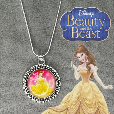 BELLE Beauty & The Beast 925 Silver Necklace +Handmade Cabochon Pendant Gift✨NEW-image
