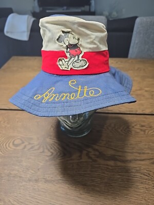 Walt Disney World Mickey Mouse Vtg Bucket Hat ANNETTE Stitched On-image