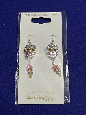 Disney Park Arribas Coco Sugar Skull Earrings W/ Swarovski Crystals STYLE 1-image