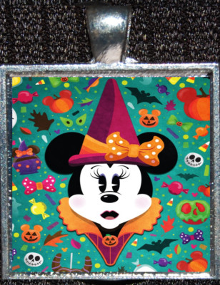 Minnie Mouse Witch Costume Halloween Disney WDW Silver Pendant Necklace-image