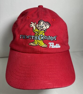 Disney “I’m With Grumpy” Florida Adjustable Strap Hat Cap Red-image