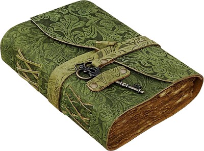 Leather Journal Antique Handmade Deckle Edge Vintage Paper Leather Bound Journal-image