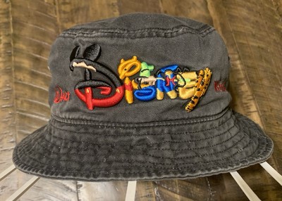 Vintage Walt Disney World Park Merch Embroidered Bucket Hat Adult Faded Black-image