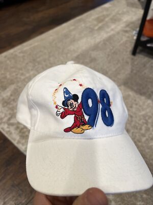 Vtg 1998 Walt Disney World Hat Mickey Mouse Wizard Magic One Size Snapback Cap-image