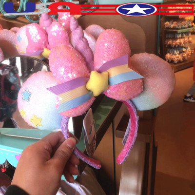 Disney Parks Shanghai Spring Unicorn Minnie Mouse Sequins Ear Headband US💖-image